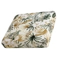 thumbnail image 5 of 4 Piece Patio Cushion Covers, Stretch Outdoor Couch Cushion Slipcovers Replacement for Seat & Backrest, Washable Furniture Protector with Elastic Bottom for Wicker Patio Furniture, Botanical Green, 5 of 9