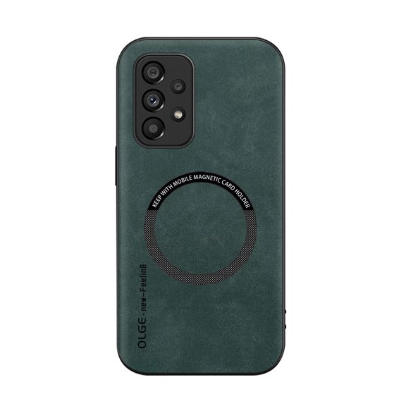 Mantto for Samsung Galaxy A13 5G Case Compatible with MagSafe Charging, Vegan PU Leather Slim Classic Luxury Elegant Thin Drop Protection Protective Cover for Samsung Galaxy A13 5G, Green