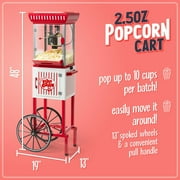 Nostalgia Popcorn Maker Cart, Vintage Movie Theater Popcorn Machine with Built-In Storage, Red/White