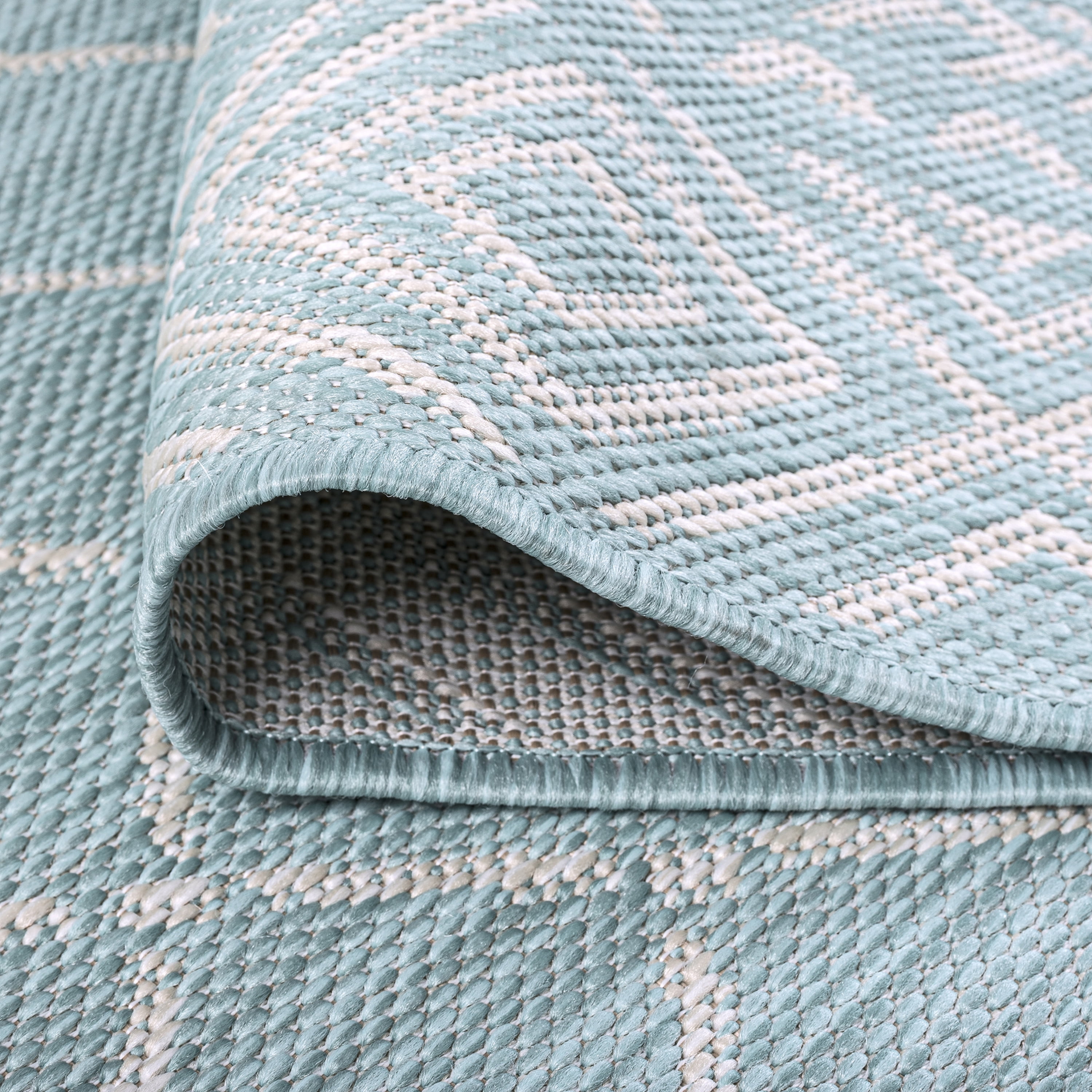 9x12 Water Resistant, Large Indoor Outdoor Rugs for Patios, Front Door Entry, Entryway, Deck, Porch, Balcony | Outside Area Rug for Patio | Aqua, Diamond | Size: 8'10'' x 12'2''