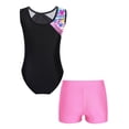 thumbnail image 2 of YiZYiF Little Big Girls Tumbling Gymnastics Dancewear Shiny Rhinestones Leotard with Athletic Shorts Gym Yoga Activewear Zebra 10, 2 of 5