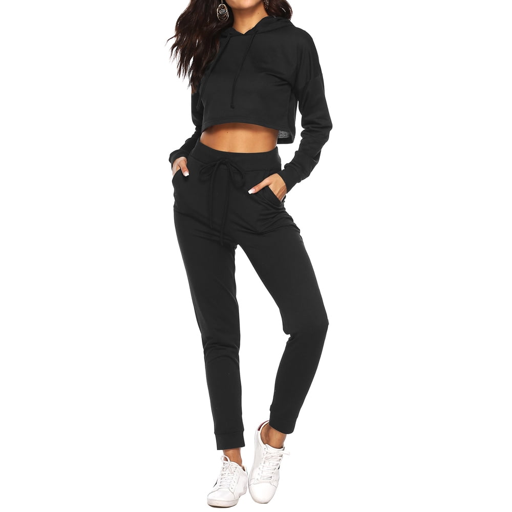 crop top hoodie and sweatpants
