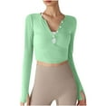 thumbnail image 2 of RXIRUCGD Haut à Col Rond pour Femmes, Couleur Unie, Décontracté, Sport, Protection Solaire, Manches Longues, Vert, Taille : m, 2 of 6