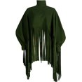 thumbnail image 4 of Haut à Franges à Manches Longues et Col Haut pour Femmes, Grande Taille, Poncho à Franges, 4 of 7