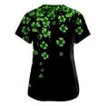 thumbnail image 3 of Nursing Uniforms Shirts Women Irish Shamrock Printed V-Neck Breathable T-Shirts Short Sleeve Professionals Soft Stretch St. Patrick's Day Scrub Tops with Pockets dark green 5X-Large, 3 of 4