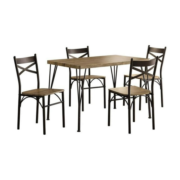 Bowery Hill Transitional Metal 5-Piece Dining Set in Dark Bronze