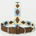 thumbnail image 2 of BAR H EQUINE Western Genuine Leather Dog Collar Embroidered Beige & Light Blue, 2 of 6