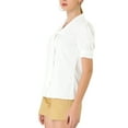 thumbnail image 4 of Allegra K Women's Work Office Short Sleeve V Neck Bow Tie Blouse Top, 4 of 6