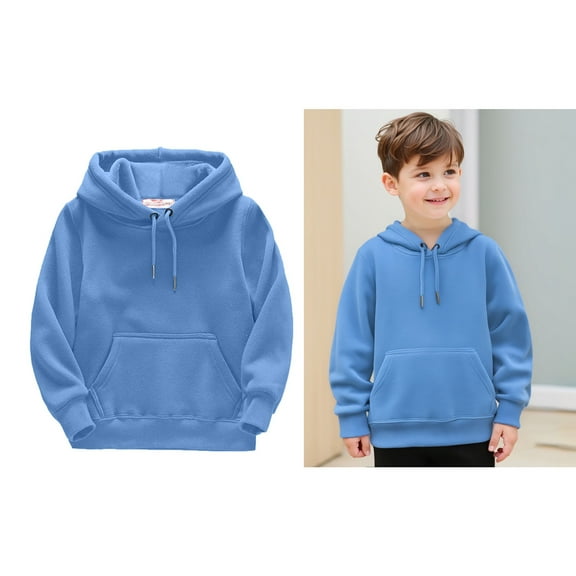 Kids Hoddies Blue Hooded Long Sleeve Soft Sweatshirts Top Warm Fall Winter Clothes Little Girls Clothes 5-6 Years