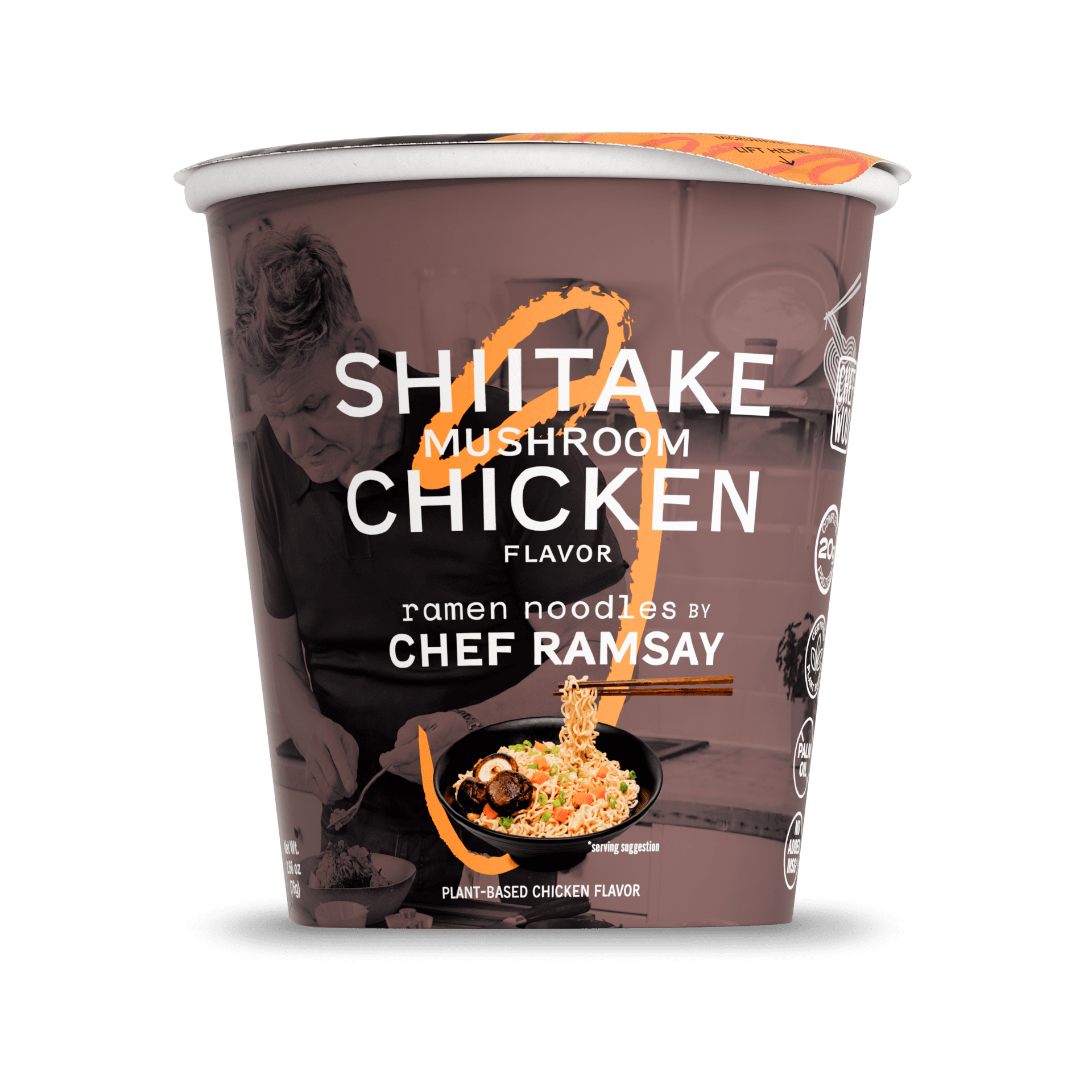 (6 pack) Shiitake Mushroom Chicken Ramen Noodles by Chef Ramsay, Chef Woo High Protein Ramen Cups
