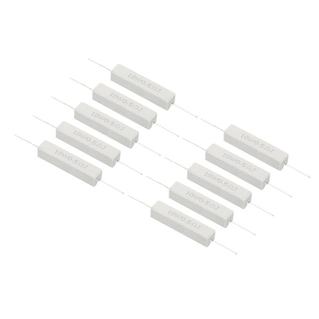 Unique Bargains 10 Pcs Résistances 0,5 Ohm, Résistance Céramique 10W Kit de Résistance de Puissance Tolérance 5 % pour Adaptateurs Audio