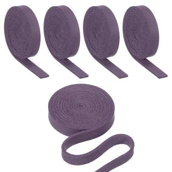 Uxcell 5/16" Flat Leather Strap, 5 Pcs 40" Length PU Leather Strip for Crafts, Dark Purple