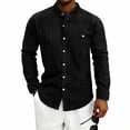thumbnail image 4 of Qiyinn Men's Cotton Linen Long Sleeve Shirts Casual Button Down Banded Collar Shirt Beach Summer Tops with Pocket, 4 of 8