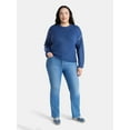 thumbnail image 2 of Terra & Sky Women's Plus Cropped Whipstitch Trim Sweater, Lightweight, Sizes 0X-5X, 2 of 5
