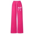 thumbnail image 3 of UACY Kids Printed Bow Sweatpants Elastic Waist Loose Fit Casual Pants for Girls Comfortable Everyday Trousers (Hot Pink, 6-7 Years), 3 of 3
