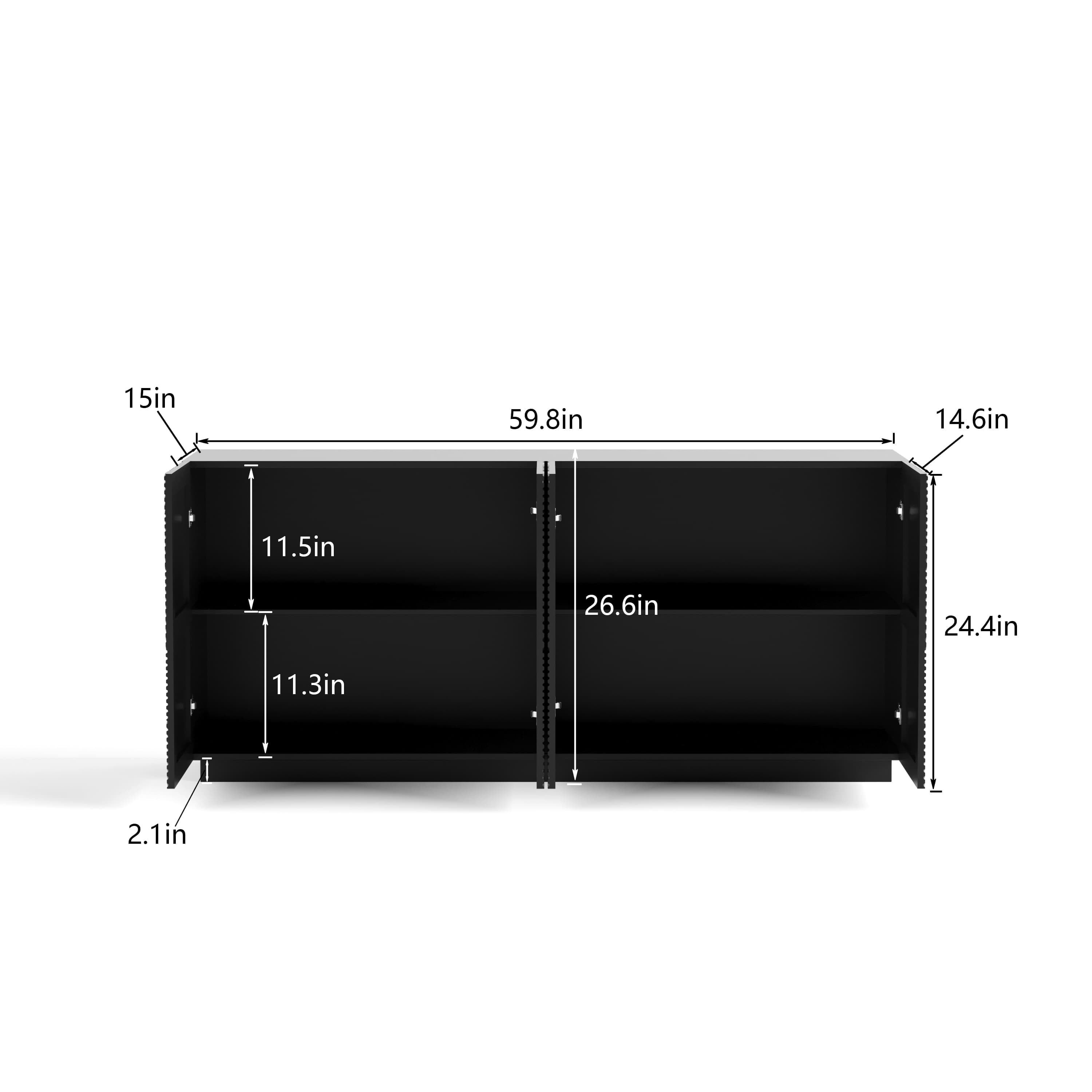 Aukfa Modern Water Ripple Sideboard Cabinet,Coffee Bar TV Console for Dining Room/Kitchen/Living Room,Black