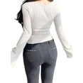 thumbnail image 4 of Women'S Long Sleeve Tops, Scoop Neck Ribbed Knit Shirt Slim Fit Pullover Sweater Basic Thermal Shirt White M, 4 of 9