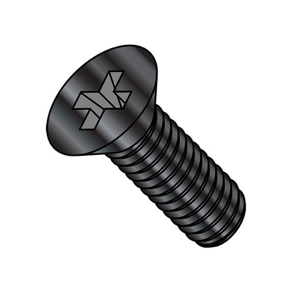 M4-0.70 x 8 mm Phillips Flat Machine Screw, Black Oxide Stainless Steel, 2000 PK