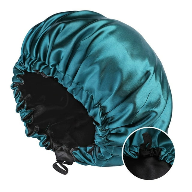 Hair Bonnet Smooth Surface Solid Color Double Sides Versatile All Fit Adjustable Drawstring Lightweight Sleep Cap for Bath