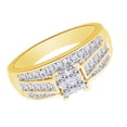 thumbnail image 2 of AFFY (1.00 cttw) Princess & Round Shape White Natural Diamond Square Cluster Ring In 10k Yellow Gold Ring Size-9.5, 2 of 2