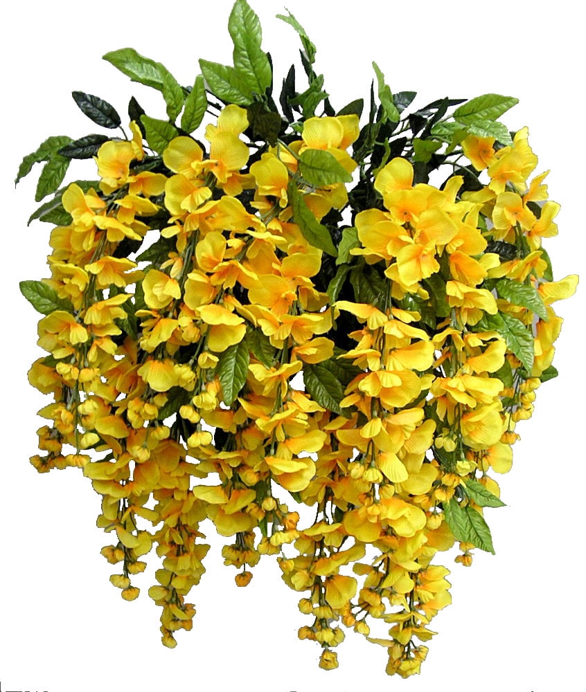 Admired by Nature Artificial Wisteria Hanging Flowers Bush, Dark Yellow