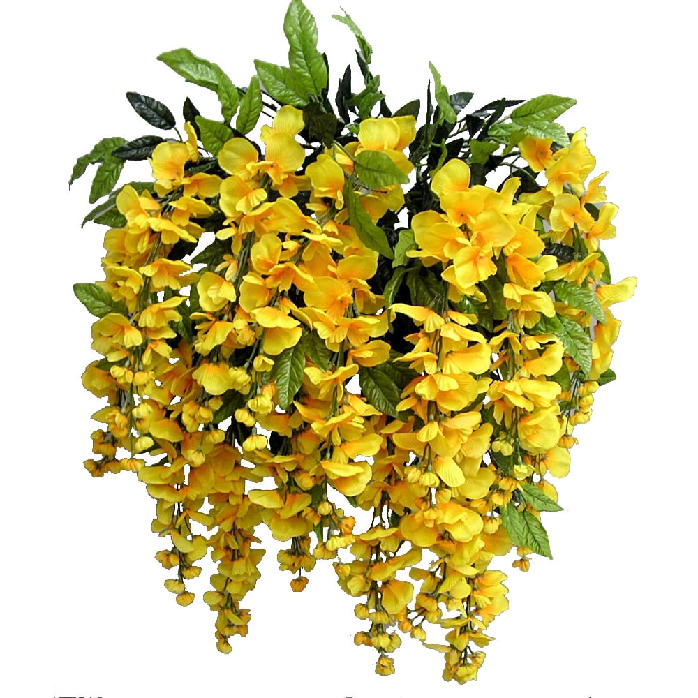 Admired by Nature Artificial Wisteria Hanging Flowers Bush, Dark Yellow