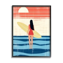 Stupell Industries Rustic Surfer Girl Abstraction Abstract Painting Black Framed Art Print Wall Art, 11 x 14
