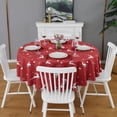 thumbnail image 2 of Red Christmas Deer Pattern Round Tablecloth 60"x60",Wrinkle Wipeable Table Cloth for Kitchen Dining Room Picnic Patio Party, 2 of 6