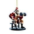thumbnail image 2 of 5 Pack Muscle Santa Ornaments, Bodybuilder Gym Theme, 3.1x2.8 inch, 2D Acrylic Flat Pendant, Funny Fitness Man Tree Charms, Weightlifting Lover Holiday Gift, Car Decor, Multicolor, Acrylic, 2 of 8