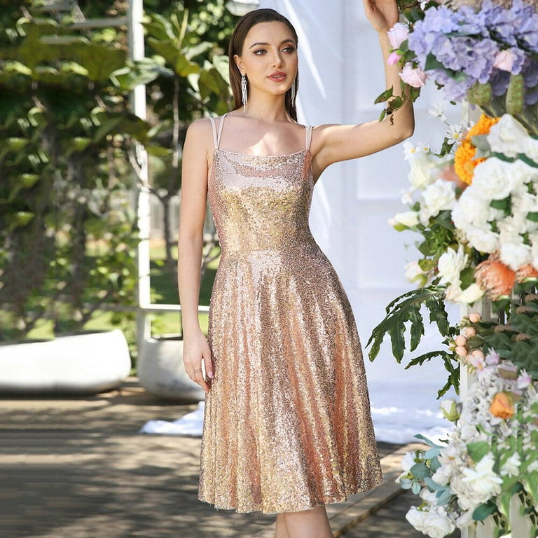 MisShow Sexy Bling bling Sequins Evening Prom Dress Knee Length
