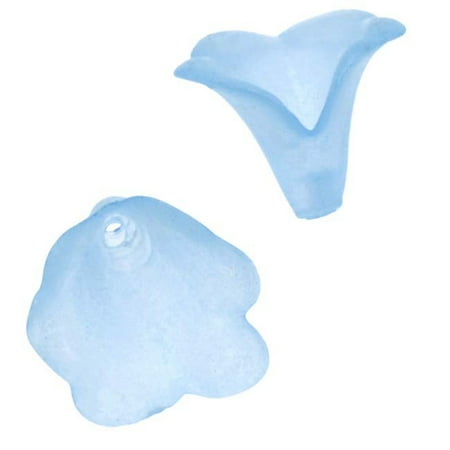 Calla Lily Beads - Lucite Trumpet Calla Lily Flower Beads Matte Light Sapphire Blue 10mm (12)