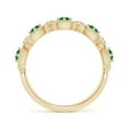 thumbnail image 2 of ANGARA Natural Art Deco Style Emerald Scalloped Anniversary Ring in 14K Yellow Gold for Women (Size-2.4mm) | May Birthstone, Birthday, Anniversary, Jewelry Gift for Women | Natural Emerald Ring, 2 of 9