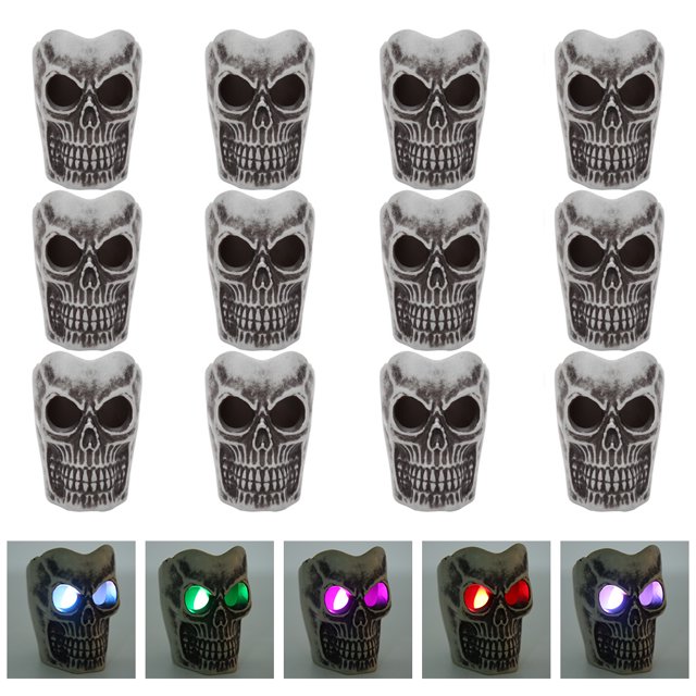 Luz de Halloween, 12 piezas/juego, luz LED decorativa con forma de calavera para Halloween, decoración de Halloween, verdadera excelencia