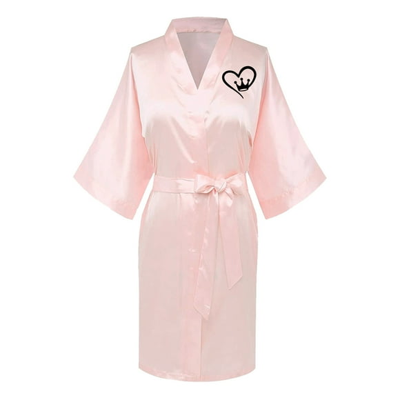 TIMIFIS Valentine's Day Gift Pinks Women's Short Silky Robes Bridesmaid Bride Party Satin Robes Sleepwear Plus Size Wedding Bridal Party Loungewear Dressing Gowns with 3/4 Sleeve - Hot !