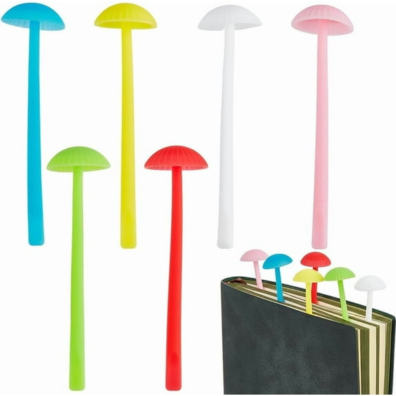 6Pcs 6 Colors Silicone Mushroom Bookmark Soft Flexible Plant Book Pages Markers Bookmarker