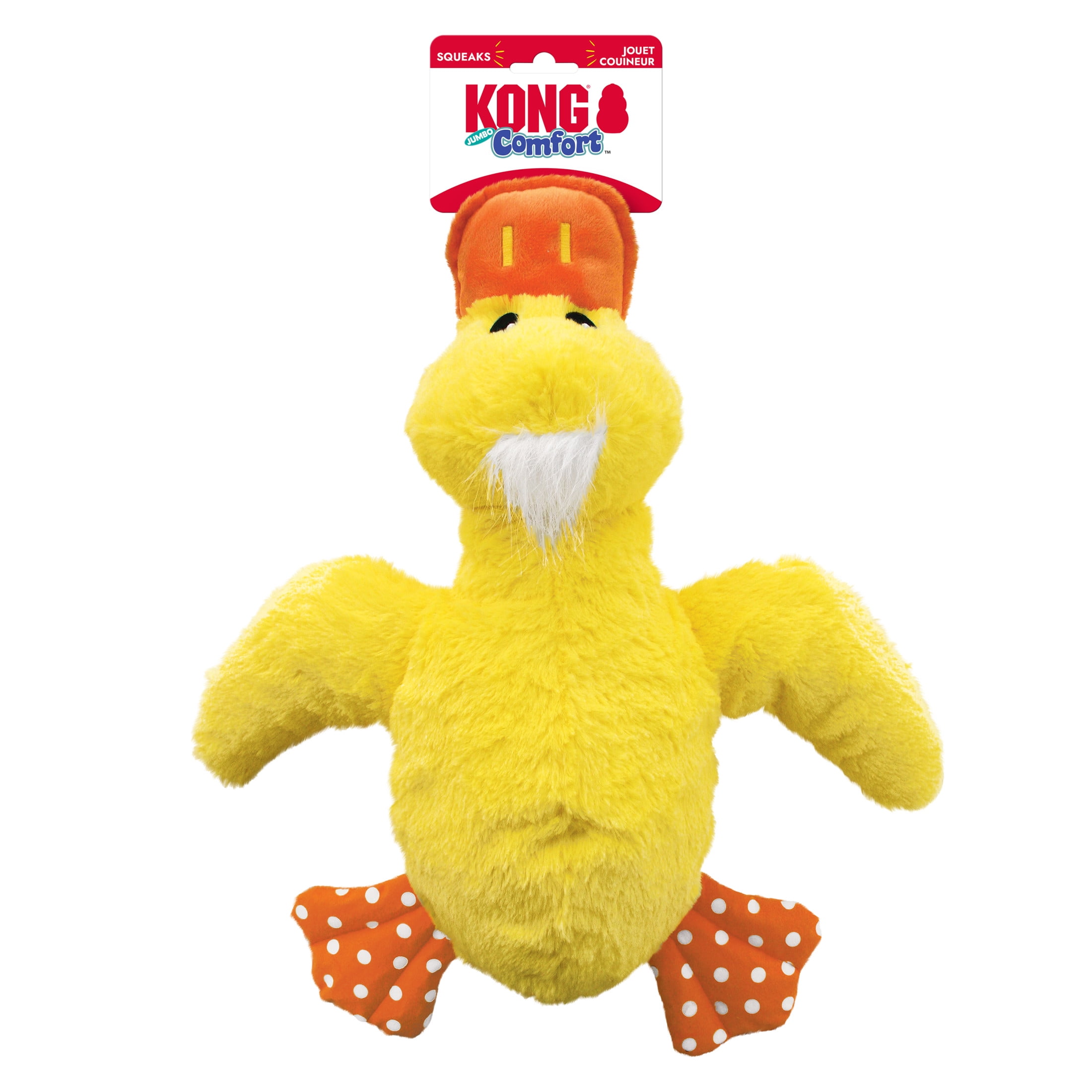 KONG® Comfort Squeaker Dog Toy, Yellow Duck, Jumbo Extra Large