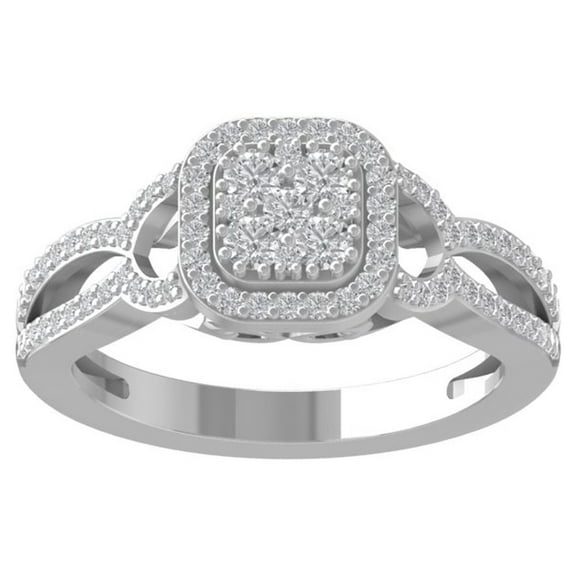 ARAIYA FINE JEWELRY 10K White Gold Round-shape Diamond Composite Ring (1/2 cttw, I2-I3 Clarity, I-J Color) Size 6