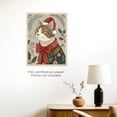 thumbnail image 6 of Moonow7 Ornate Tabby Cat Christmas Wall Art with Red Bow - Whimsical Folk Art Print for Holiday Decor, Poster for Living Room, Bedroom & Kitchen, Gift for Cat Mom, Unframed Size 40x50cm / 16x20", 6 of 13