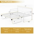 thumbnail image 3 of Costway Twin Size Daybed with Pop-up Trundle Charging Station & LED Lights for Living Room White, 3 of 9