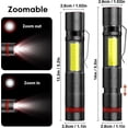 thumbnail image 2 of Mini LED Torch 2 Pieces, Steel Clip & COB, Small USB Rechargeable Flashlights, Portable and IPX5 Waterproof for Camping, Hiking, 2 of 4