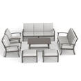 thumbnail image 2 of 7 Piece Aluminum Patio Furniture Set, 3-Seat Sofa with Outdoor Loveseat, Outdoor Sectional Sofa with Ottomans and Coffee Table, Garden Conversation Set with Armchairs for Lawn Deck, 2 of 7