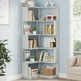 thumbnail image 5 of Tribesigns 6-Tier Corner Bookshelf, 65 in. Wood Bookcase with Anti-drop Panel, Corner Storage Organizer Display Shelf for Home Office, 5 of 9
