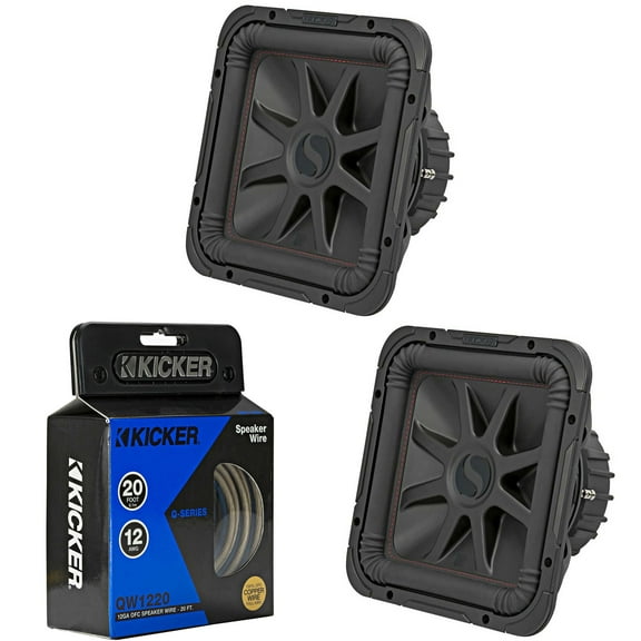 Kicker (2) 45L7R124 L7R 12-Inch (30cm) Subwoofer, Dual Voice Coil, 4-Ohm & 46QW1220 12AWG 20ft Speaker Wire