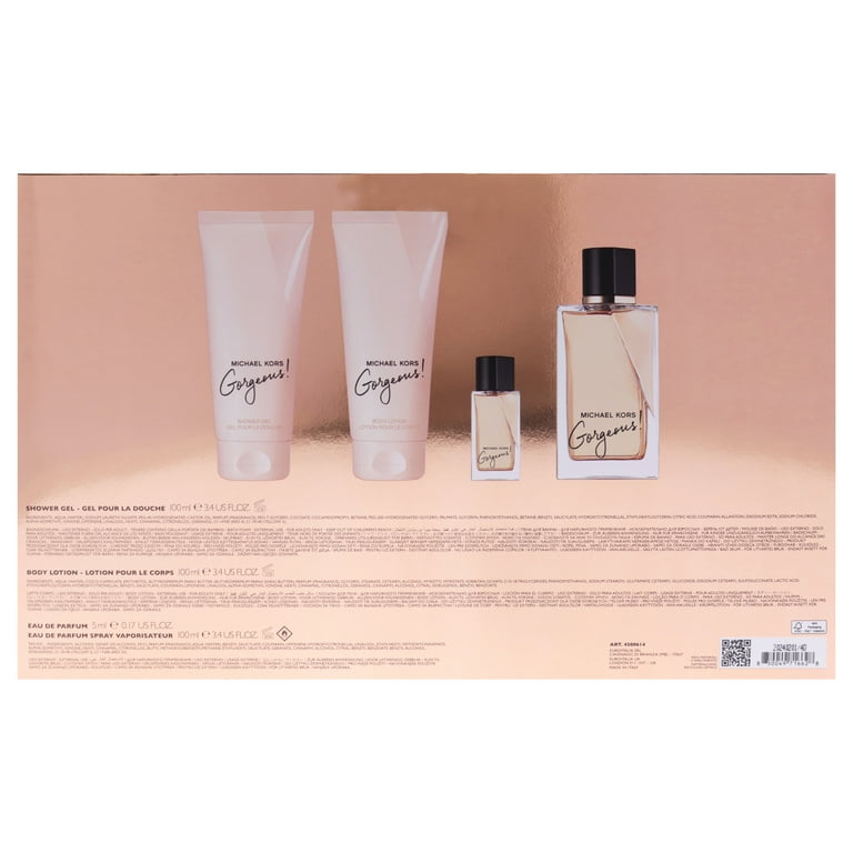 Michael Kors Gorgeous , 4 Pc Gift Set 3.4oz EDP Spray, 0.16oz EDP
