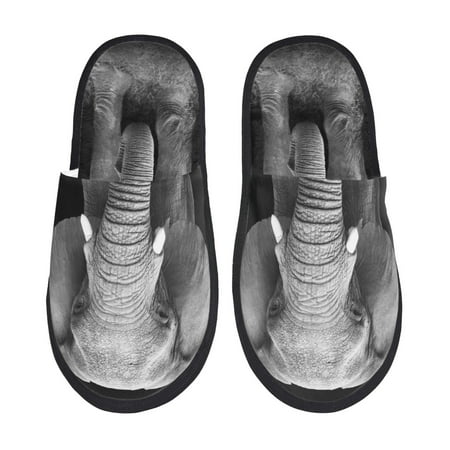 Balery Indian Elephant Slient Indoor Furry Fleece Comfort House Shoes Soft Non-Slip Home Shoes Cotton slippers House Slippers-- Medium