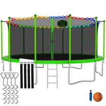 CITYLE Trampoline 15FT Trampoline with Enclosure and Basketball Hoop, 1500lbs Outdoor Trampoline for Adults and Kids with Lights for Christmas, Heavy Duty Backyard Trampoline Last Long