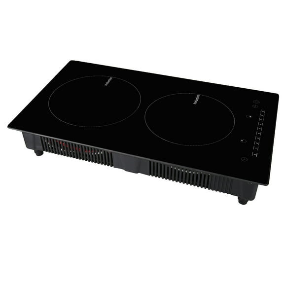KFFKFF Induction Cooker, Dual Burners, 12'' Electric Stove, Integrated Magnetic Cooking Surface 1800W, 9 Stage Heat Adjustable Burner, LED Touch Interface with Child Safety & Excessive Heat Safeguard