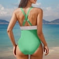 thumbnail image 4 of JSheng Swimming Suits for Women One Piece Women Summer Fashion Solid Color Bikini Swimsuit With Chest Cushion Green S, 4 of 5