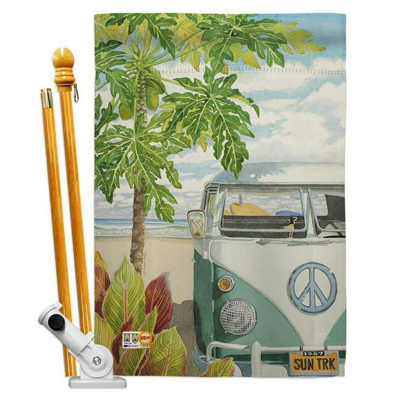 Breeze Decor BD-SU-HS-106001-IP-BO-D-US15-SB 28 x 40 in. Hula Girl Summer Fun in the Sun Impressions Decorative Vertical Double Sided House Flag Set with Pole Bracket & Hardware - Evelyn Jenkins Drew