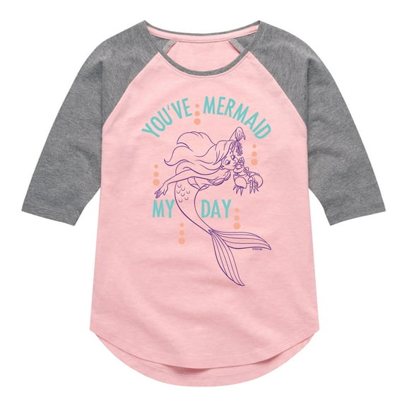 Disney Princess - You've Mermaid My Day - Toddler And Youth Girls Raglan Graphic T-Shirt